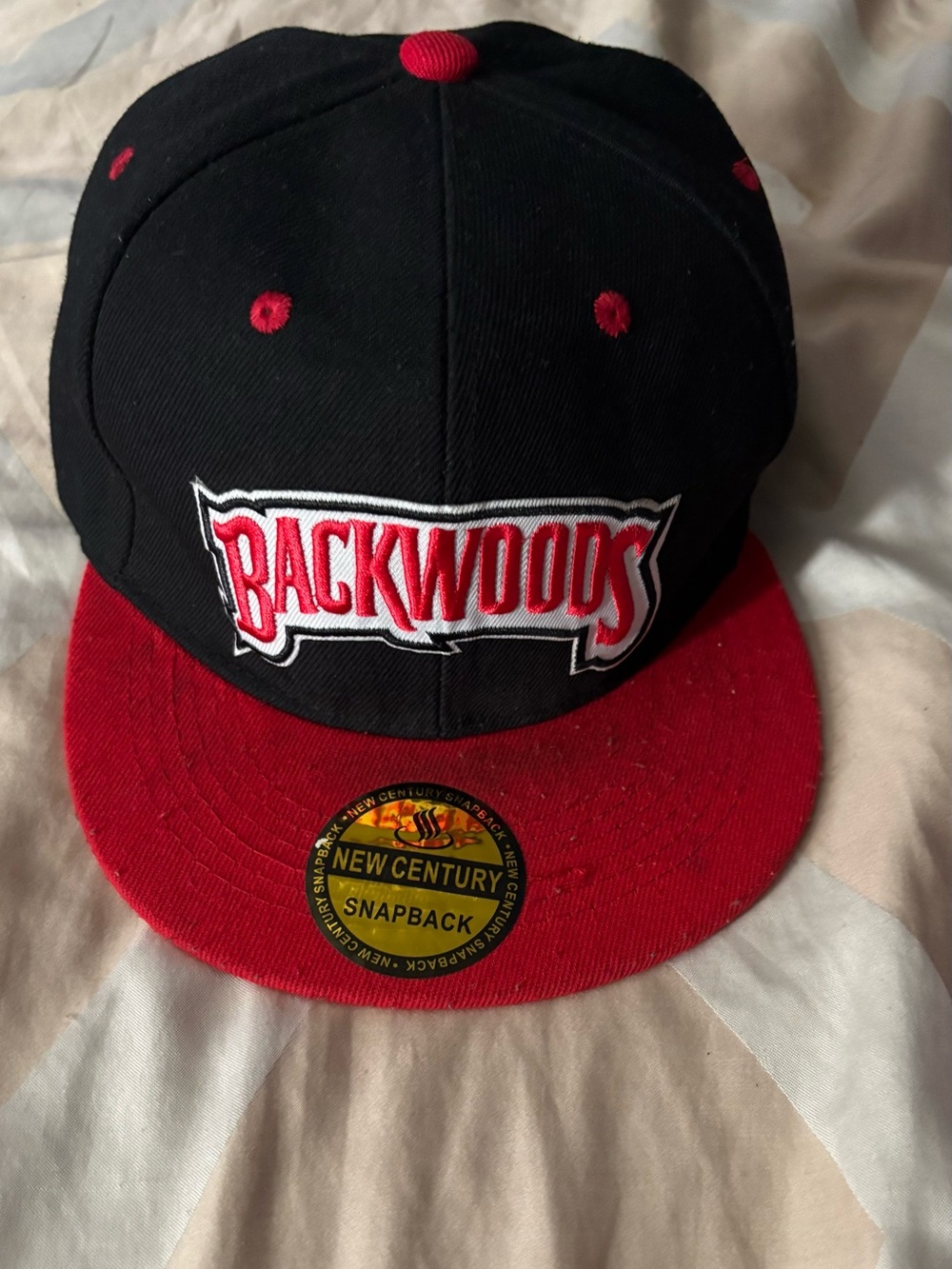 Backwoods Black and Red Snapback Hat - Men's Adjustable Cap